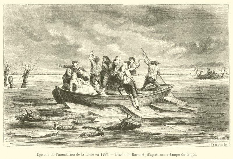 Episodi Loiren tulvasta vuonna 1789 (kaiverrus) tekijältä French School
