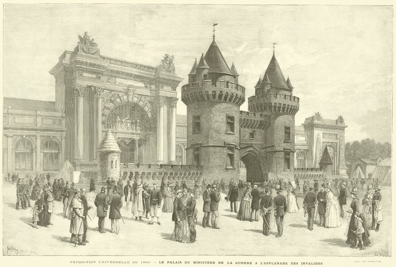 Universaali näyttely 1889, Sotaministeriön palatsi Esplanade des Invalidesissa (kaiverrus) tekijältä French School