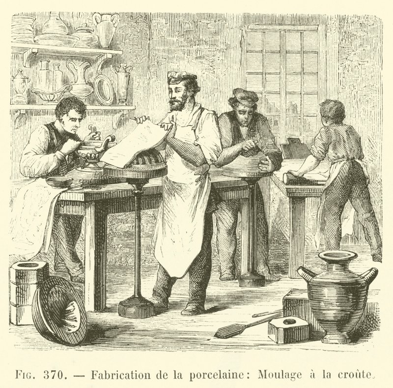 Posliinin valmistus, Muovaus kuorineen (kaiverrus) tekijältä French School