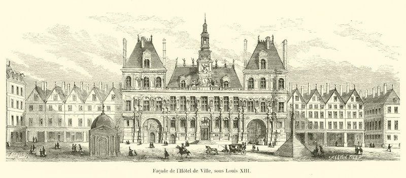 Hôtel de Villen julkisivu Ludvig XIII:n aikana tekijältä French School