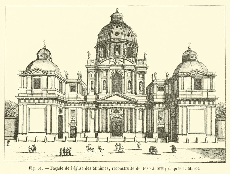 Minimes-kirkon julkisivu, uusittu 1630-1679; I Marotin jälkeen tekijältä French School