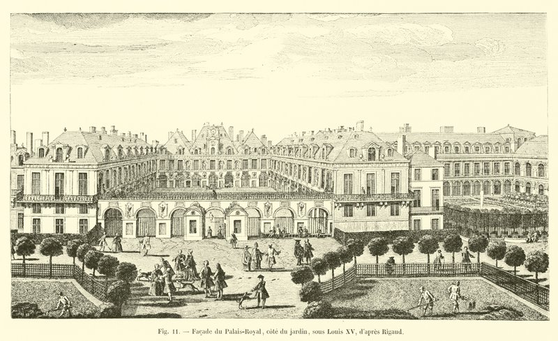 Palais-Royalin julkisivu, puutarhan puoli, Ludvig XV:n alla, Rigaudin jälkeen tekijältä French School