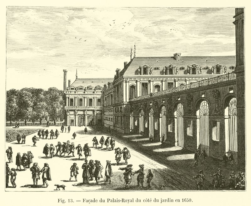 Palais-Royalin julkisivu puutarhan puolella 1650 tekijältä French School
