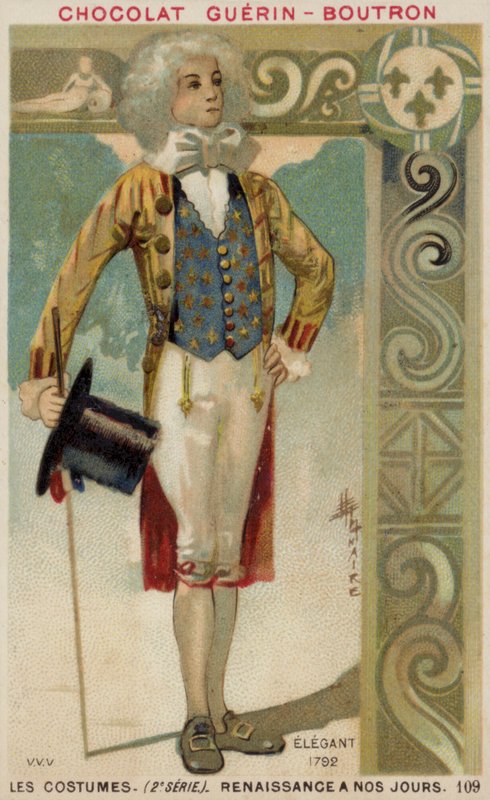 Muodikkaasti pukeutunut mies, 1792 tekijältä French School