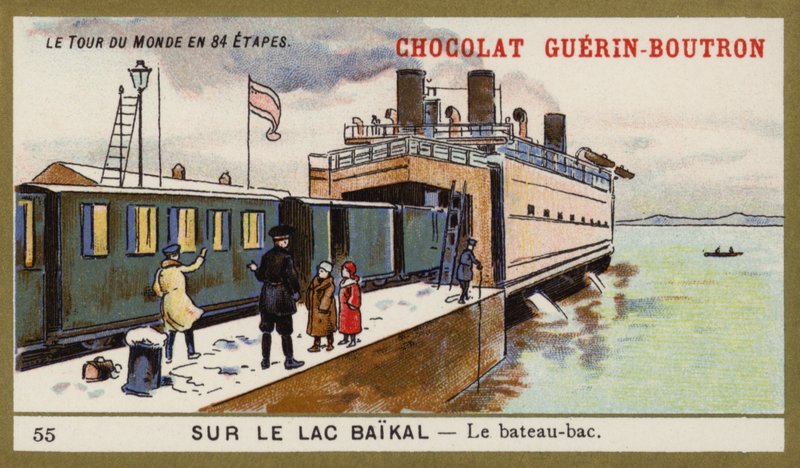 Lautta Baikal-järvellä (chromolitho) tekijältä French School