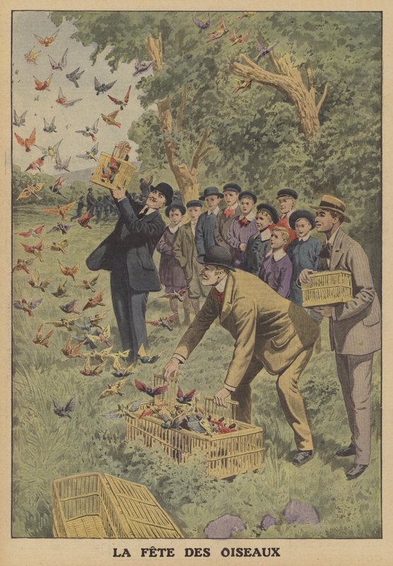 Lintujuhla Belgiassa (väri litho) tekijältä French School