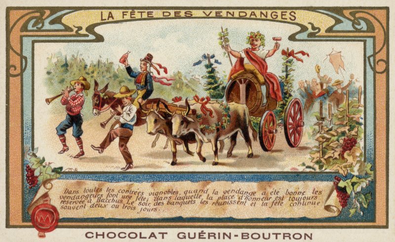 Rypäleen sadonkorjuun juhla (chromolitho) tekijältä French School