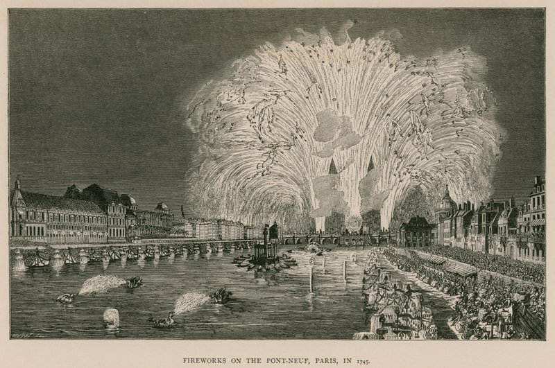 Ilotulitus Pont-Neufissa Pariisissa vuonna 1745 tekijältä French School