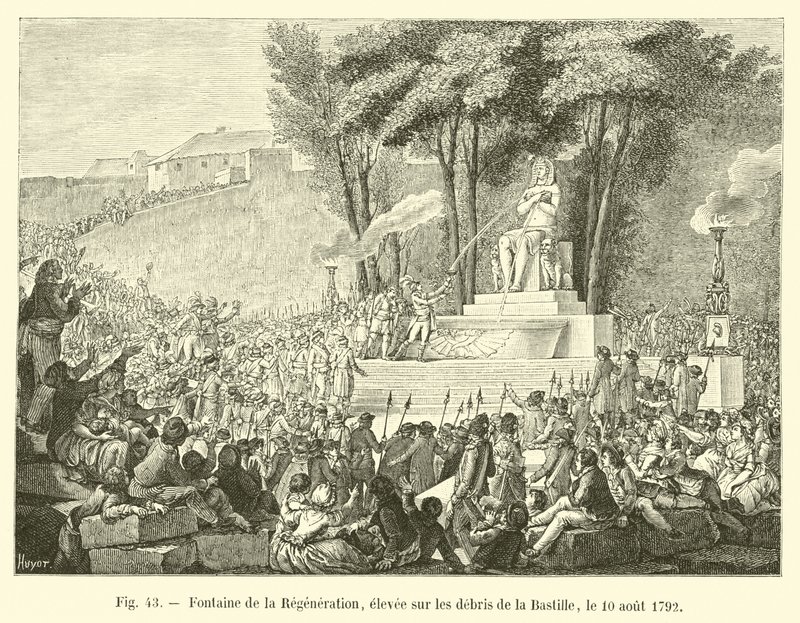 Uudelleensyntymisen suihkulähde, pystytetty Bastillen rauniolle, 10. elokuuta 1792 tekijältä French School