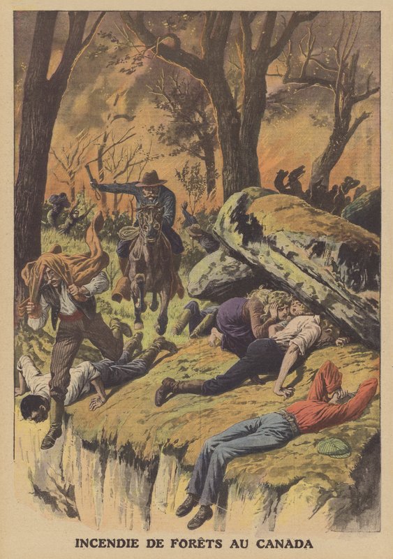 Metsäpalo Kanadassa (väri litho) tekijältä French School