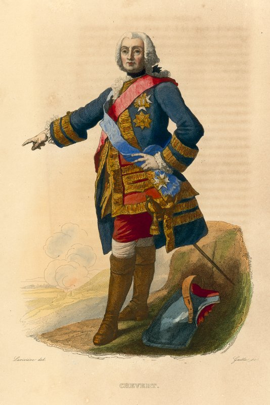 Francois de Chevert (värillinen kaiverrus) tekijältä French School