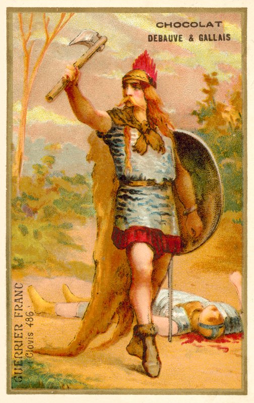 Klovis I:n ajan frankkilainen soturi, 486 (chromolitho) tekijältä French School