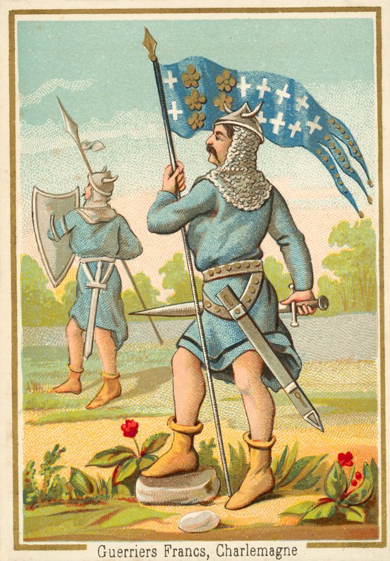 Kaarle Suuren ajan frankkilaiset soturit (chromolitho) tekijältä French School
