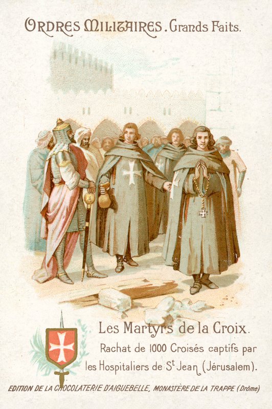Knights Hospitaller vapauttaa 1000 vangittua ristiretkeläistä, Jerusalem (chromolitho) tekijältä French School