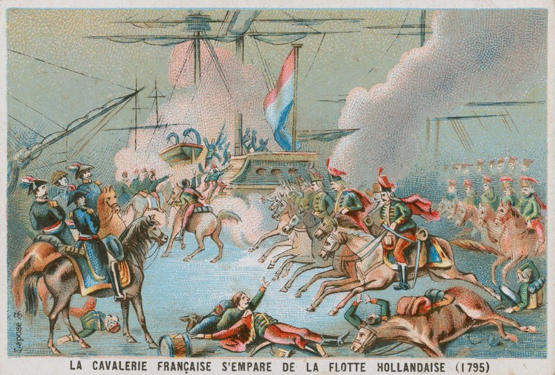 Ranskan ratsuväki vangitsemassa hollantilaista laivastoa, 1795 tekijältä French School