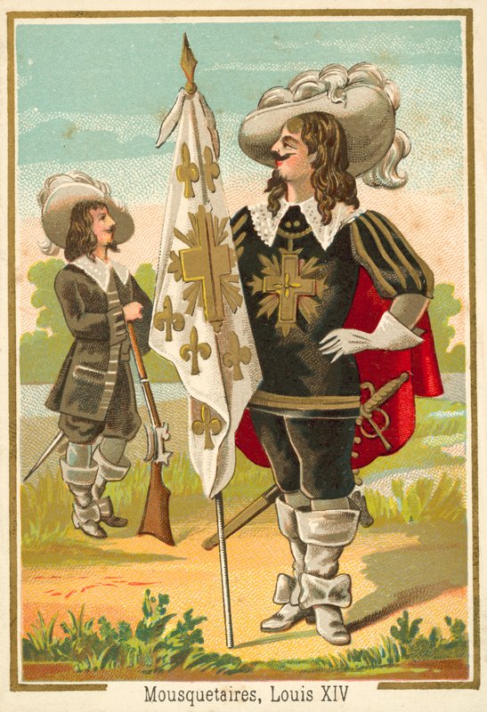 Ludvig XIV:n ajan ranskalaiset muskettisoturit (chromolitho) tekijältä French School