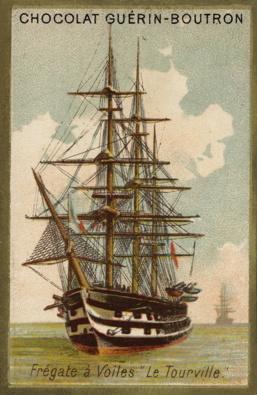 Ranskalainen purjefregatti Tourville (chromolitho) tekijältä French School