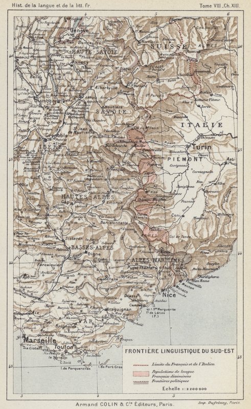 Kaakkoiskielinen raja (väri litho) tekijältä French School