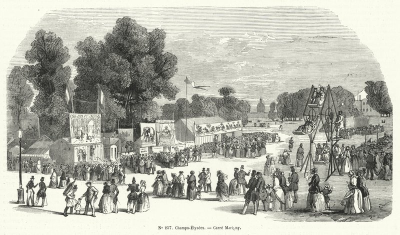 Huvipuisto Carre Marignylla, Champs Elysees, Pariisi (kaiverrus) tekijältä French School