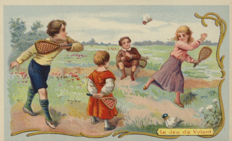 Sulkapallopeli (chromolitho) tekijältä French School