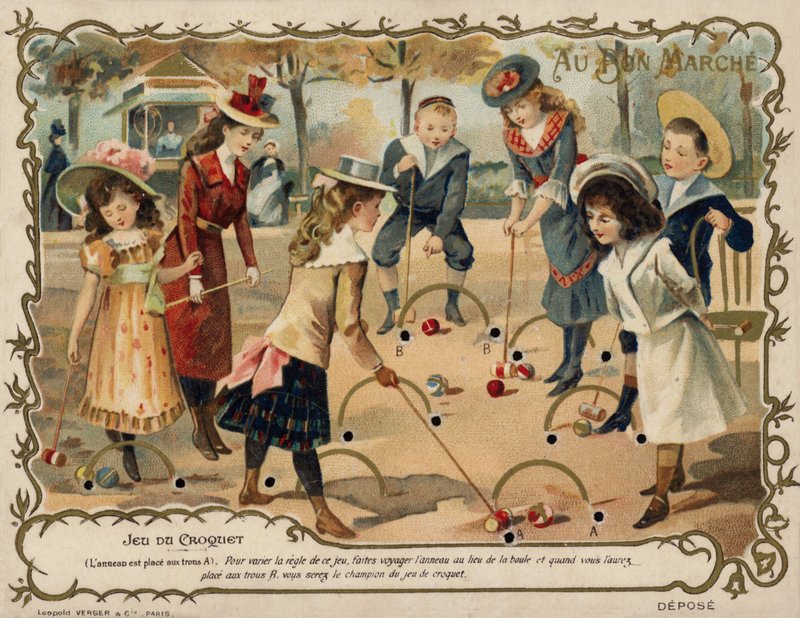 Krokettipeli (chromolitho) tekijältä French School