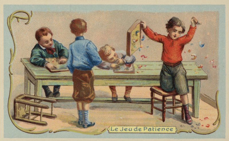 Kärsivällisyyspeli (chromolitho) tekijältä French School
