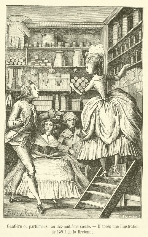 Gantière tai hajustevalmistaja 1700-luvulla (kaiverrus) tekijältä French School