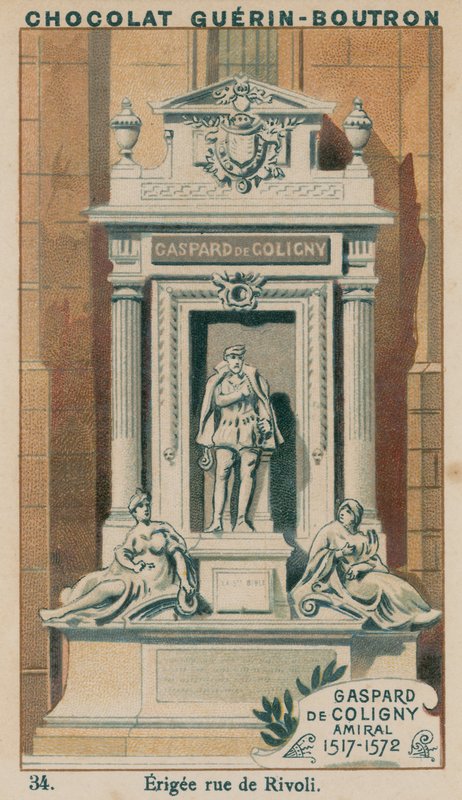 Gaspard de Coligny, amiraali, 1517-1572, pystytetty rue de Rivoli tekijältä French School