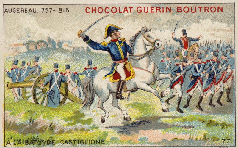 Kenraali Augereau Castiglionen taistelussa (chromolitho) tekijältä French School