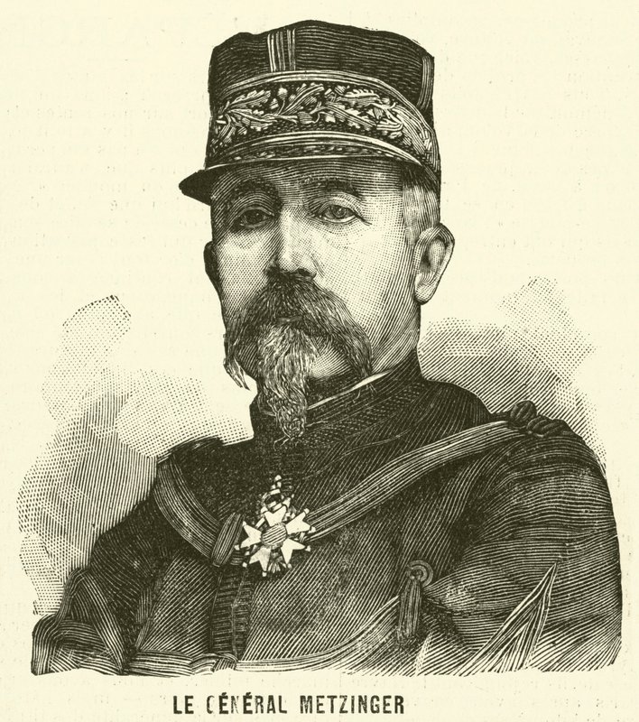 Kenraali Leon Frederic Hubert Metzinger, ranskalainen sotilas (kaiverrus) tekijältä French School