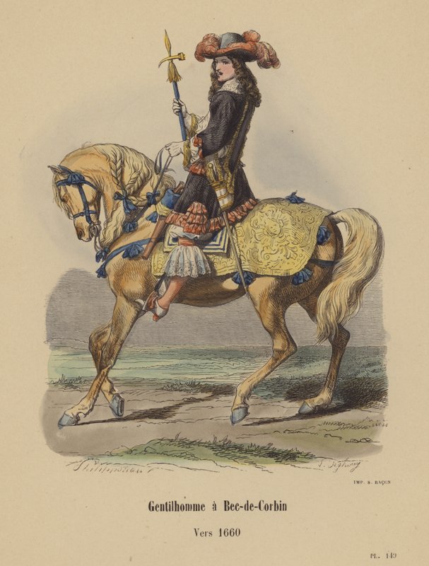 Gentleman at Bec-de-Corbin, noin 1660 (värillinen kaiverrus) tekijältä French School