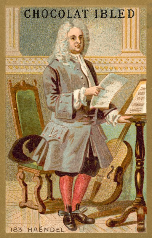 George Frideric Handel, saksalaissyntyinen brittiläinen säveltäjä (chromolitho) tekijältä French School