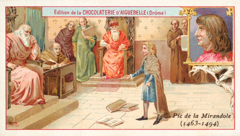 Giovanni Pico della Mirandola, italialainen filosofi, lapsena (chromolitho) tekijältä French School