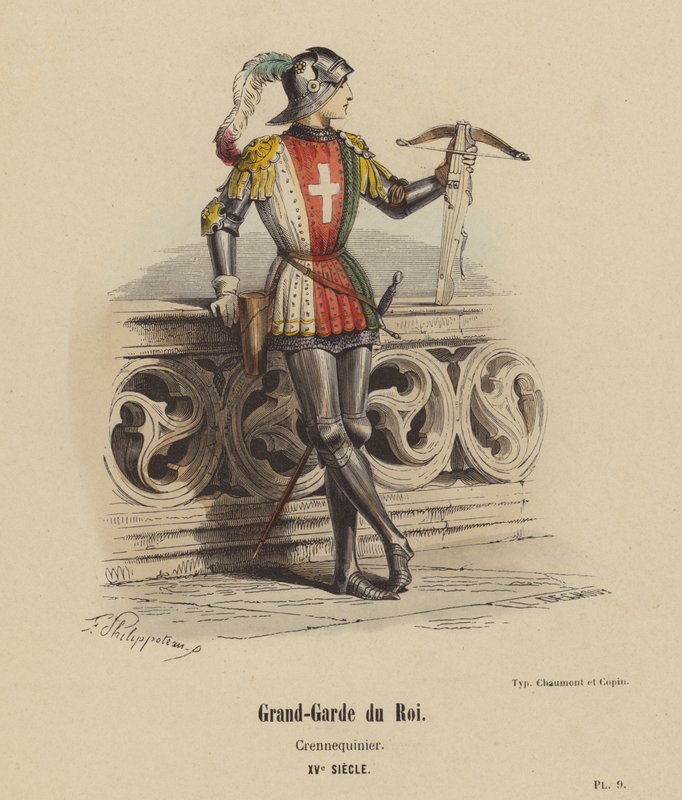 Suuri kuninkaan vartija, Crennequinier, 1500-luku (värillinen kaiverrus) tekijältä French School