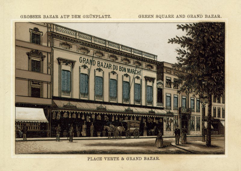 Grand Market Bazaar, Green Square, Antwerpen (chromolitho) tekijältä French School