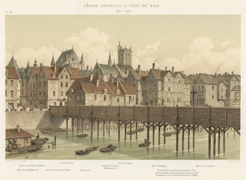 Grand Chatelet ja puinen silta, 1621-1645 tekijältä French School