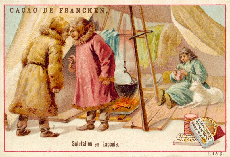 Tervehdys Lapissa (chromolitho) tekijältä French School