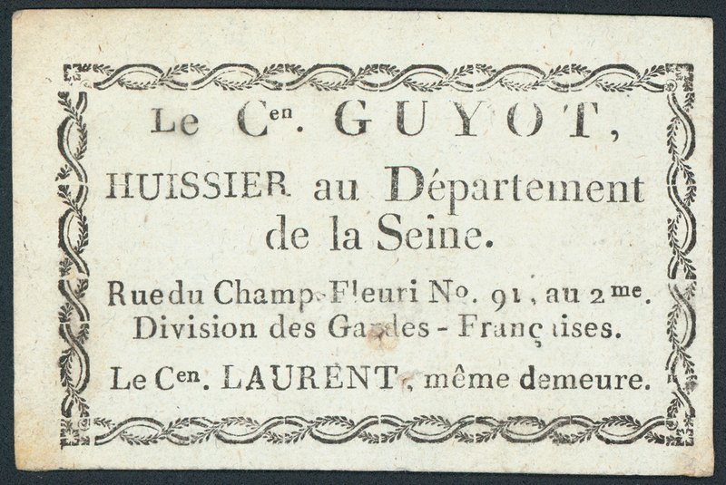 Guyot, ulosottomies, kauppakortti tekijältä French School