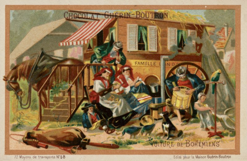Mustalaiskaravaani (chromolitho) tekijältä French School