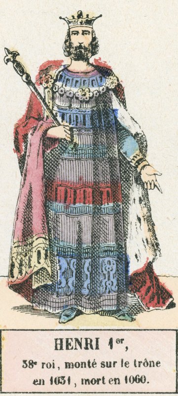 Henrik I, 38. kuningas, nousi valtaistuimelle vuonna 1031, kuoli vuonna 1060 (värillinen kaiverrus) tekijältä French School