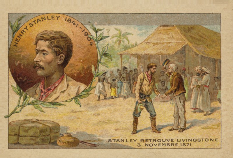 Henry Stanley (1841-1904) löysi David Livingstonen (1813-1873) Afrikasta 3. marraskuuta 1871 tekijältä French School