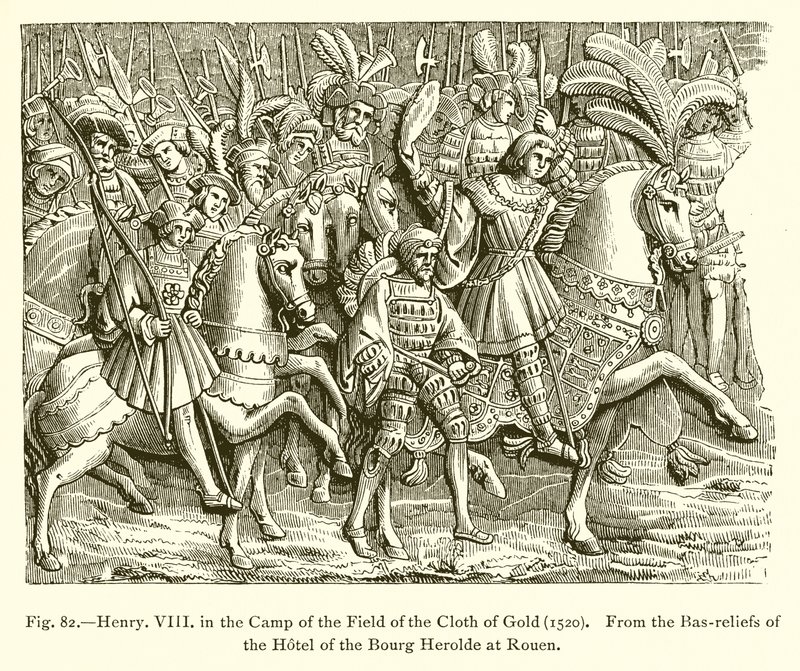 Henrik VIII kultakankaan kentän leirissä (1520) tekijältä French School