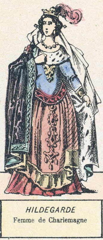 Hildegard, Kaarle Suuren vaimo (värillinen kaiverrus) tekijältä French School