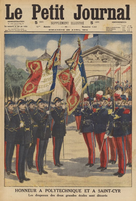 Kunnia Ecole Polytechniquelle ja Ecole Speciale Militaire de Saint-Cyrille (värilitho) tekijältä French School