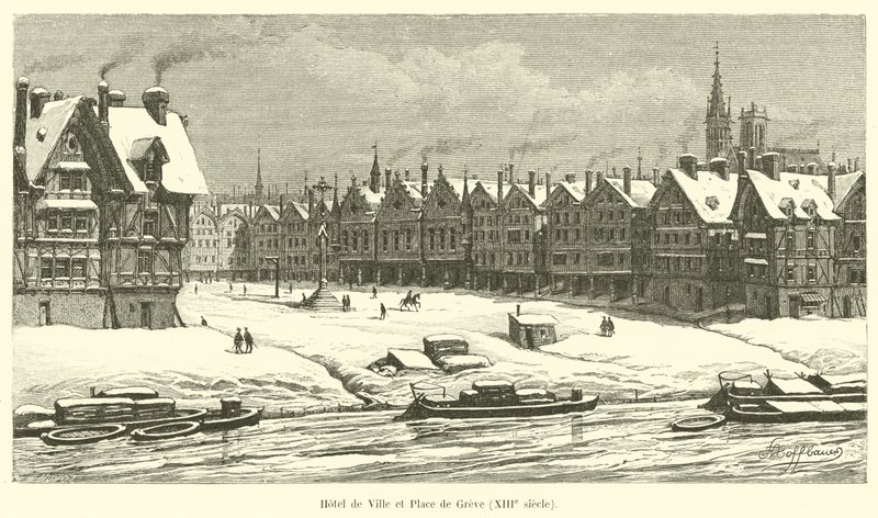 Kaupungintalo ja Place de Greve, 1200-luku tekijältä French School