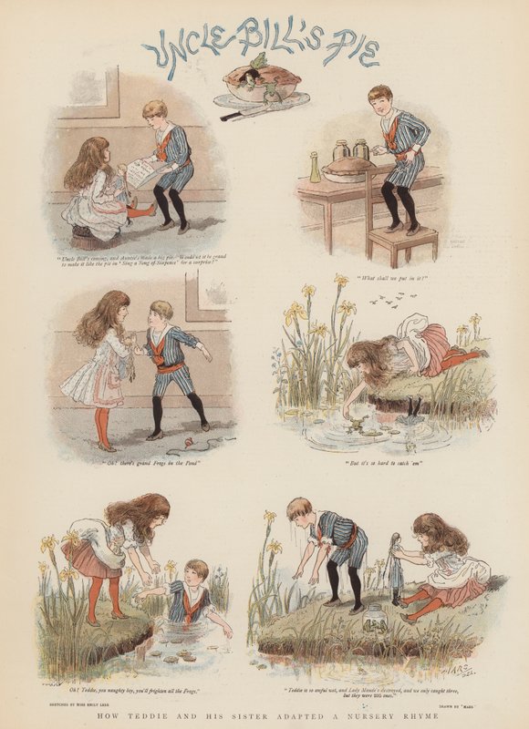 Kuinka Teddie ja hänen sisarensa mukauttivat lastenlorua (chromolitho) tekijältä French School