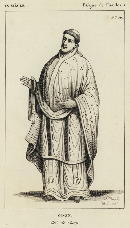 IX vuosisata, Kaarle II:n hallituskausi, Odon, Abbe de Cluny (kaiverrus) tekijältä French School