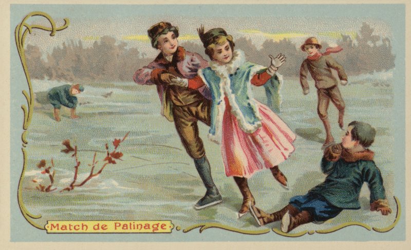 Luistelu (chromolitho) tekijältä French School