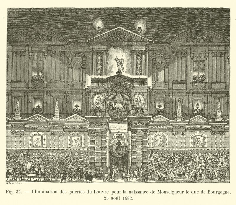Louvren gallerioiden valaistus Monseigneur, Burgundin herttuan syntymää varten, 25. elokuuta 1682 tekijältä French School