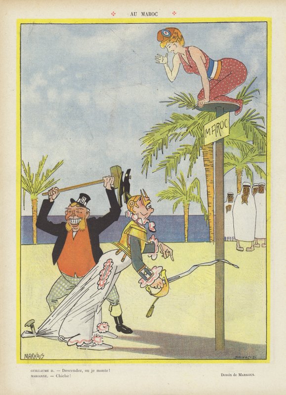 Marokossa. Kuvitus Le Rirelle (väri litho) tekijältä French School